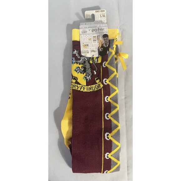 Gryffindor Harry Potter Womens Knee High Socks w/ribbon Bioworld Costume Cosplay - Picture 1 of 3
